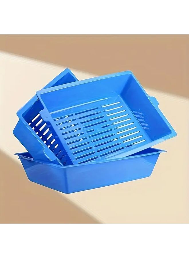 Blue 3 Tier Heavy Duty Cat Litter Box With Removable Trays No Overflow Easy Clean - Image 4